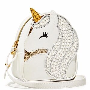 Bath & Body Works white faux leather unicorn cosmetic bag